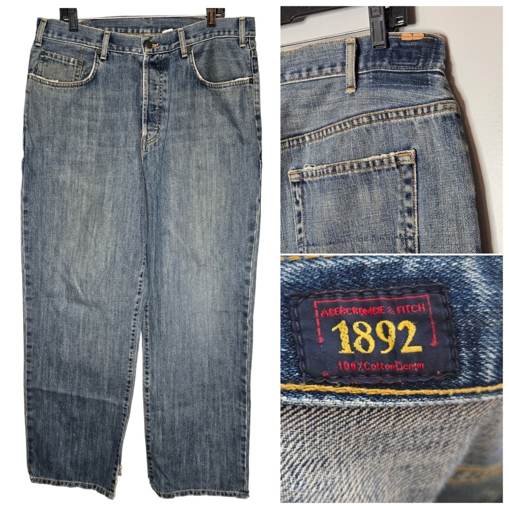 Vtg Abercrombie & Fitch 1892 Baggy Jeans 36x32 Made in USA 90s Loose Fit Denim
